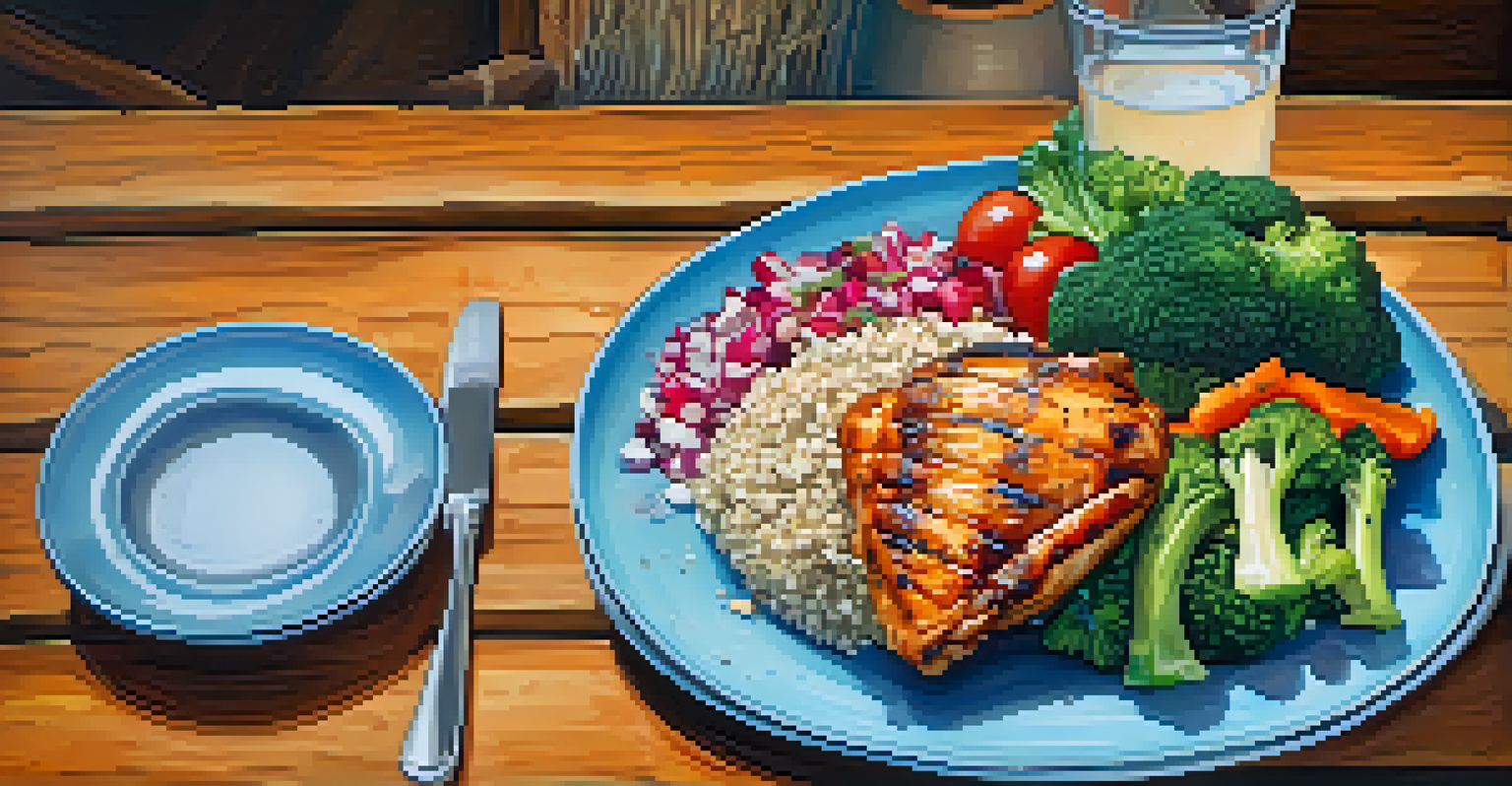 A colorful meal plate featuring grilled chicken, quinoa, and a vibrant salad, highlighting nutrition for muscle maintenance.