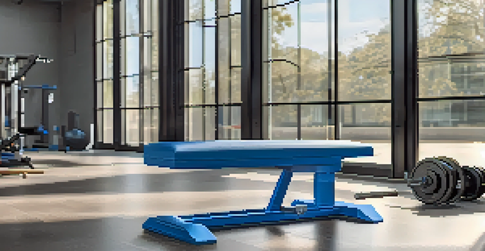A customized 3D printed weightlifting bench in a modern gym, designed for optimal body alignment and comfort.