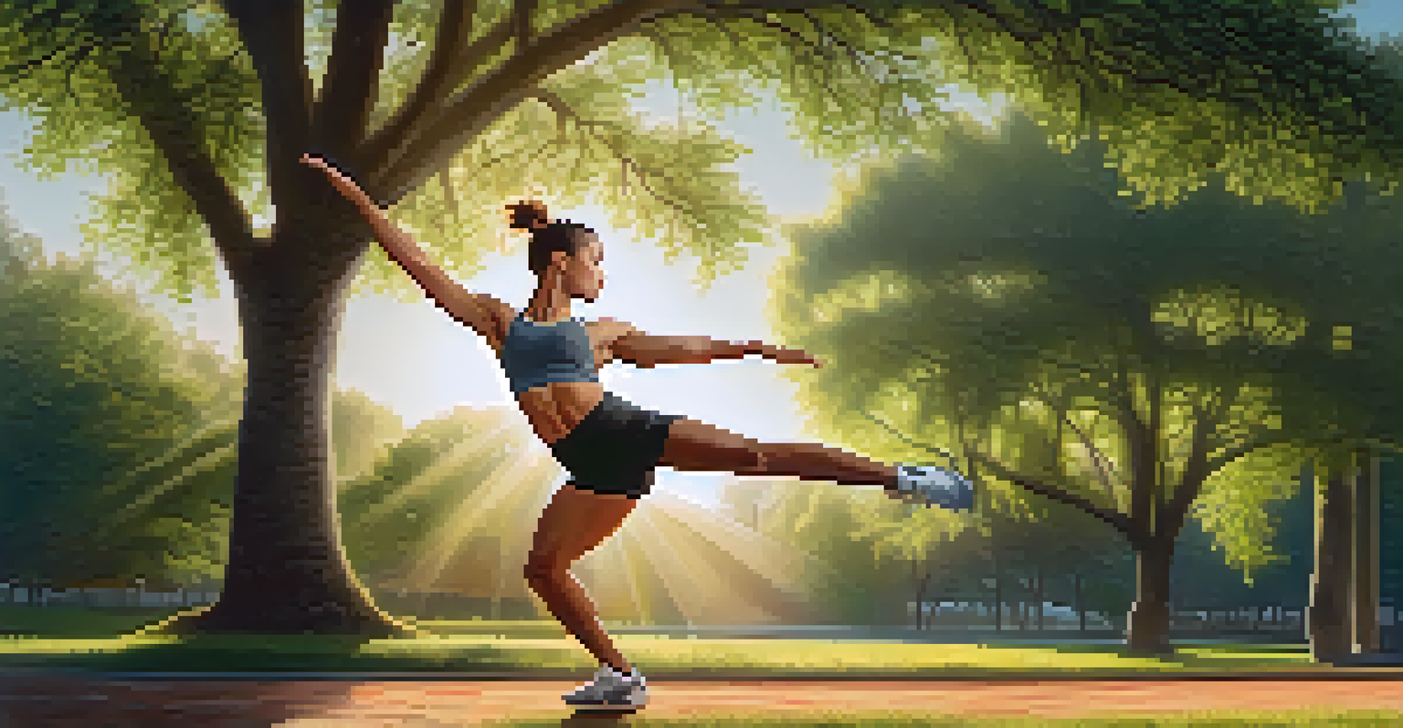 An athlete executing a Turkish get-up in a park, showcasing strength and balance amidst greenery.