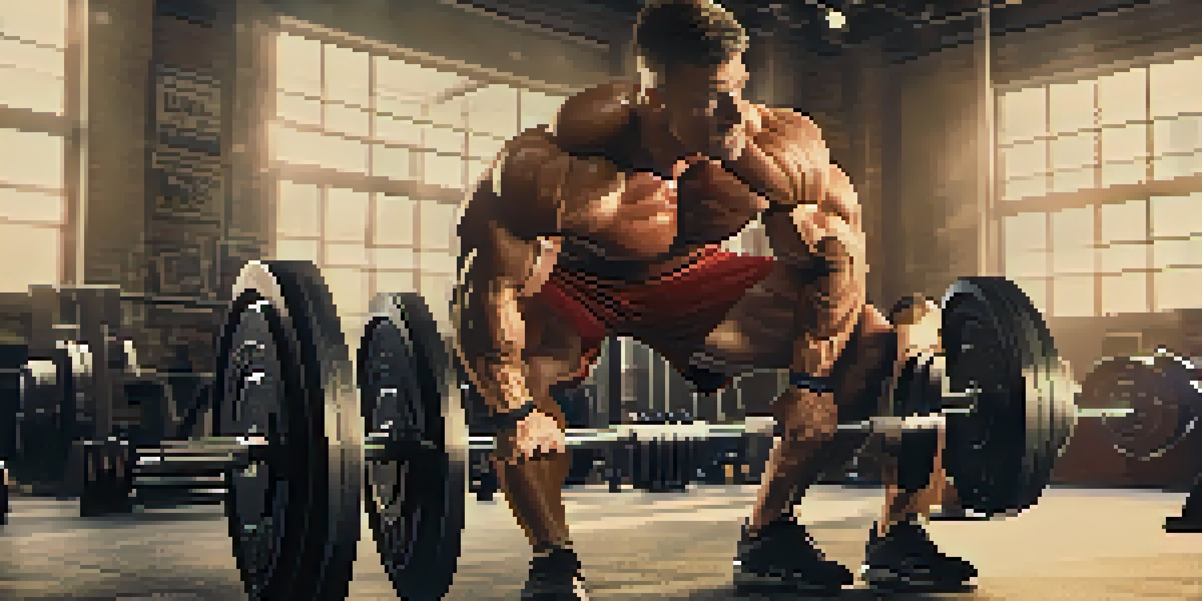 A bodybuilder lifting a barbell with proper form in a gym, showcasing muscular arms and shoulders.