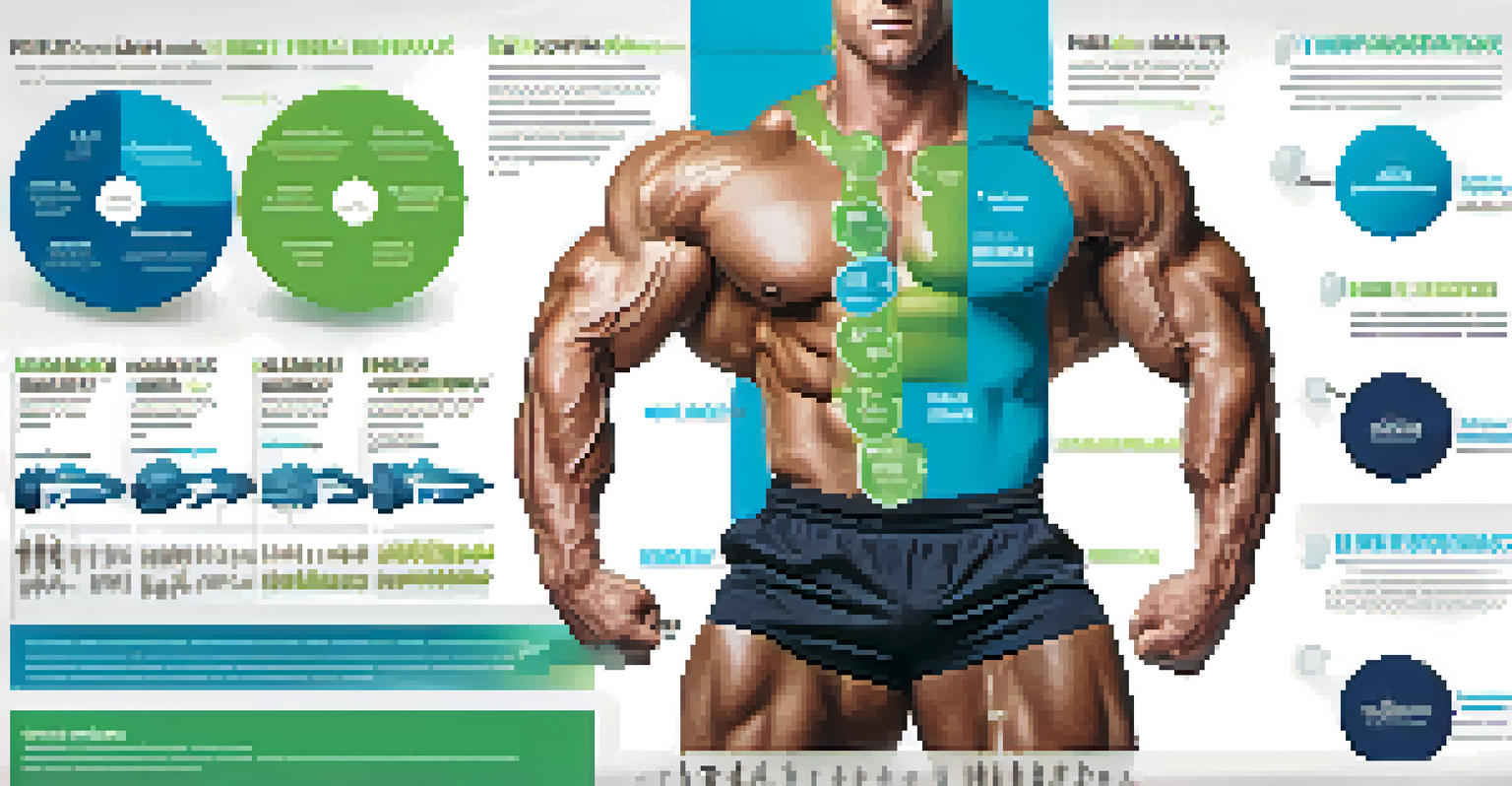 An infographic illustrating common muscle imbalances in bodybuilding with labeled muscle groups and corrective exercises.
