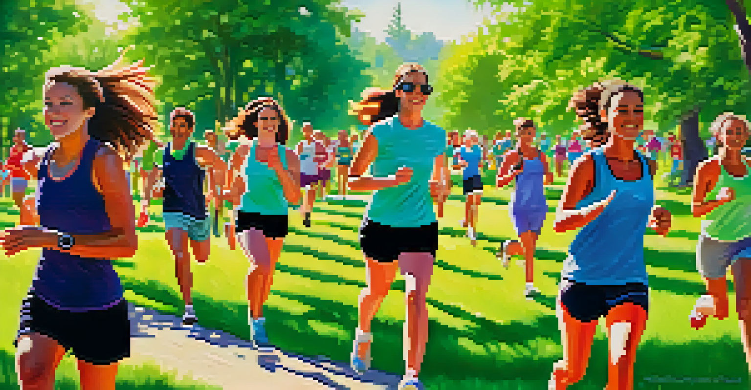 People warming up outdoors with light cardio exercises in a sunny park.