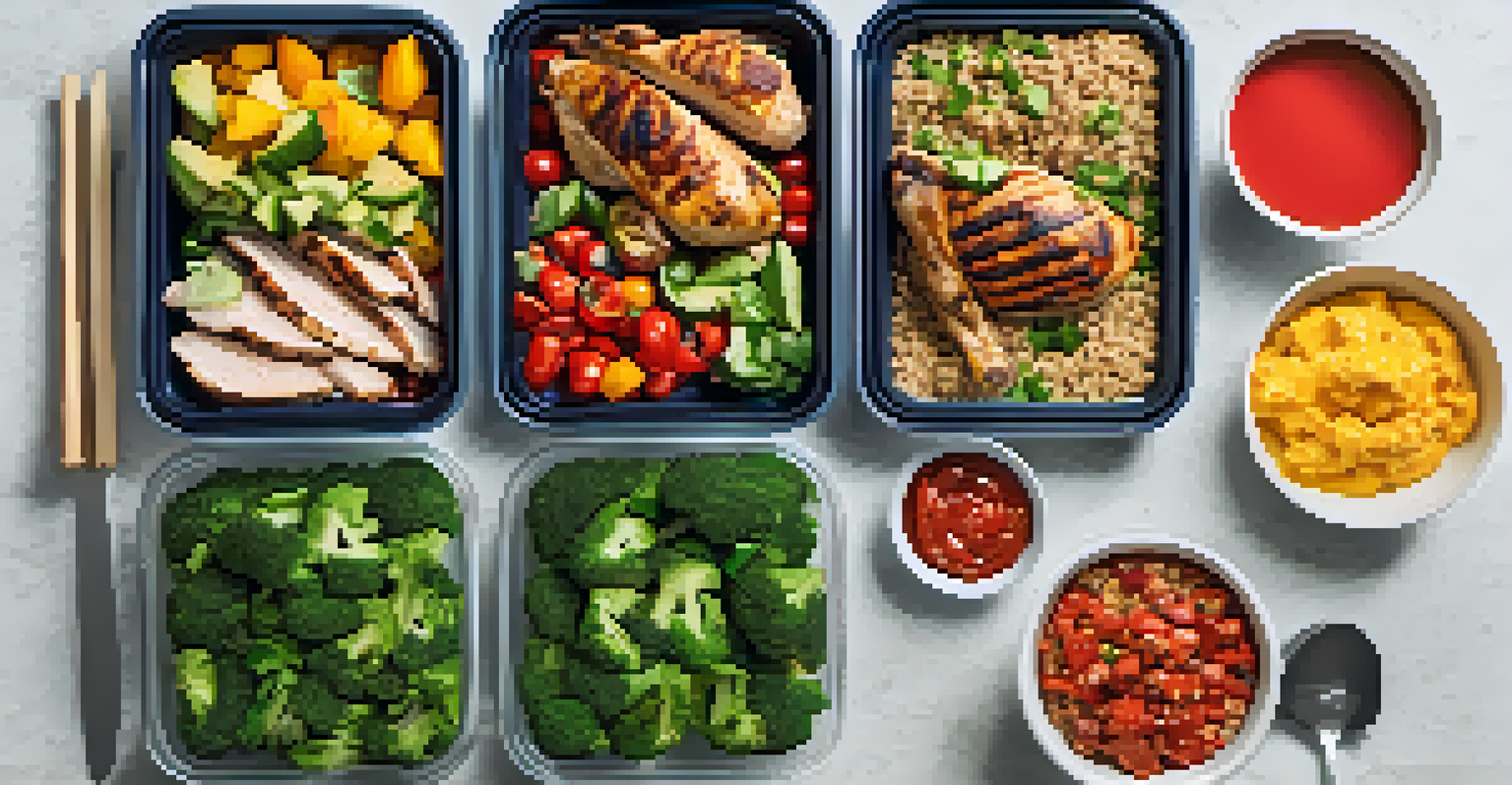 A bright kitchen counter with organized meal prep containers filled with healthy foods and a notebook outlining SMART goals, highlighting the discipline in nutrition.