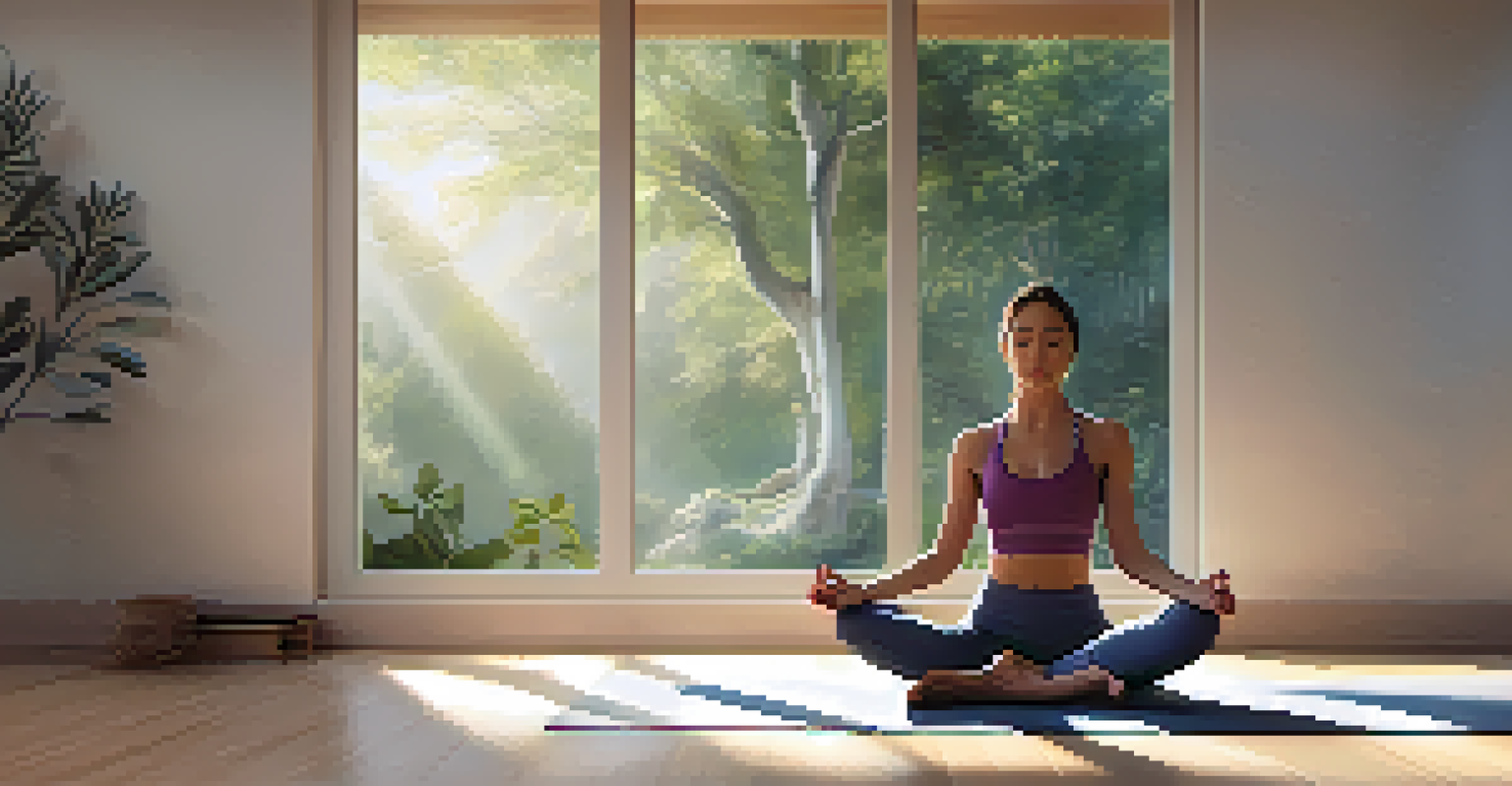 A person practicing yoga in a sunlit room, surrounded by plants, illustrating the recovery phase in fitness.