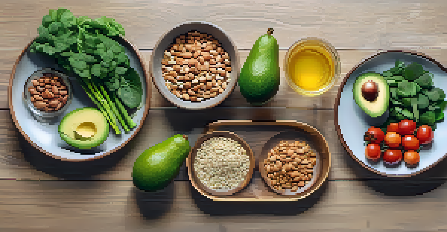 Three plates of healthy meal prep for different body types, displaying varied foods in vibrant colors.