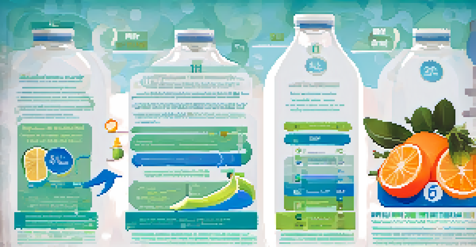 An infographic displaying hydration tips for bodybuilders with fruits and a water bottle.