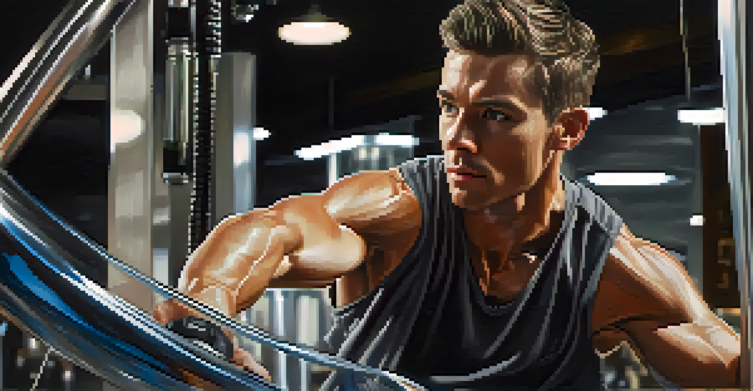 Close-up of a person exercising on a hydraulic resistance machine, focusing on their expression and the machine's fluid dynamics.
