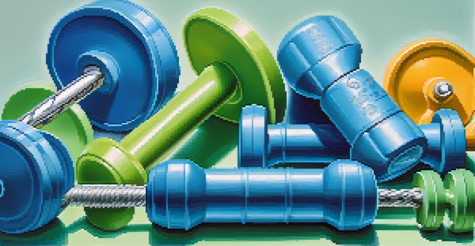 An artistic image showing DNA strands mixed with sports equipment, representing the connection between genetics and bodybuilding.