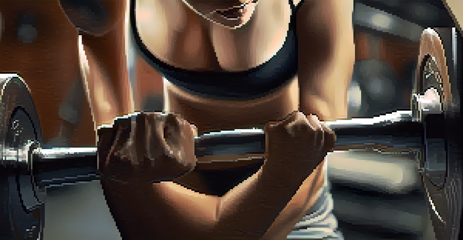 Close-up of a woman's hands gripping a barbell, emphasizing strength and determination.