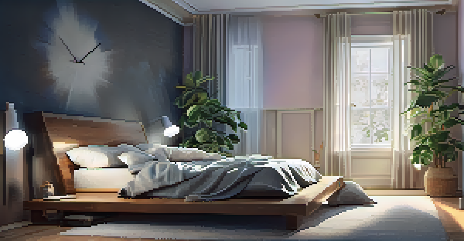 A peaceful bedroom scene with a person sleeping, emphasizing the importance of rest in bodybuilding.