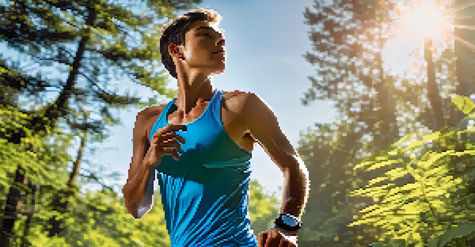 An athlete taking a water break during a run in a vibrant outdoor setting.