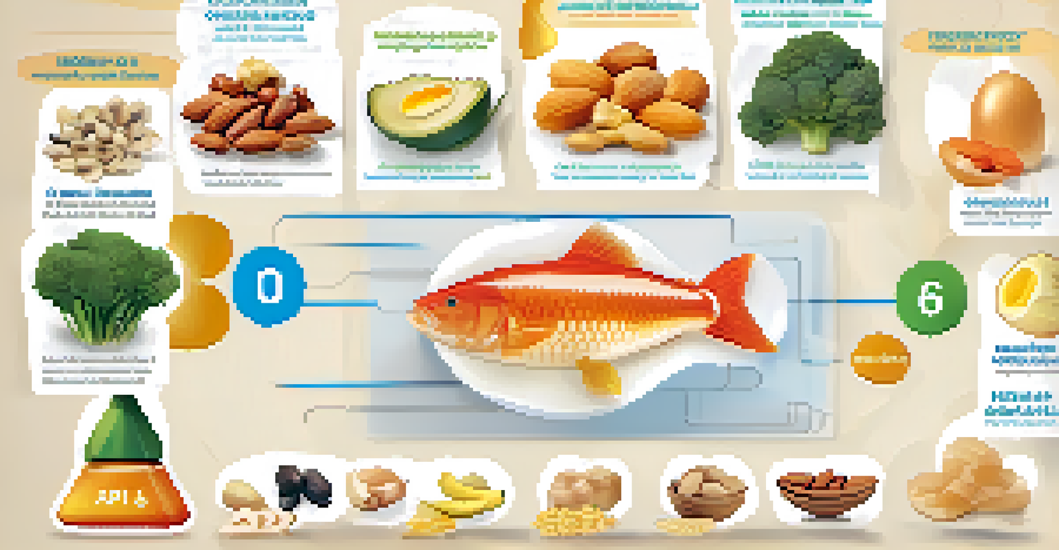 An infographic illustrating the balance between omega-3 and omega-6 fatty acids with food icons.