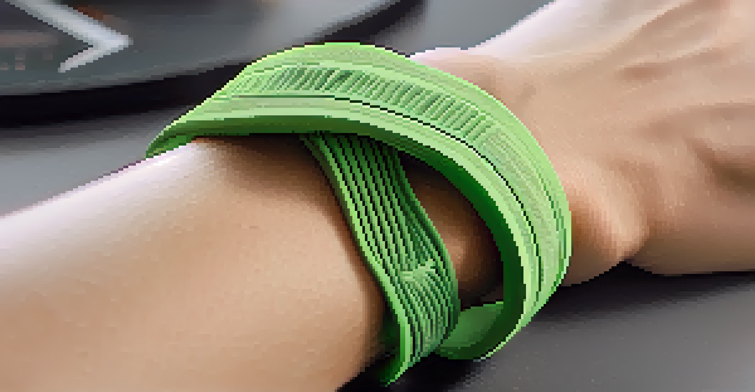 A close-up of a custom 3D printed wrist wrap designed for comfort and support during workouts.