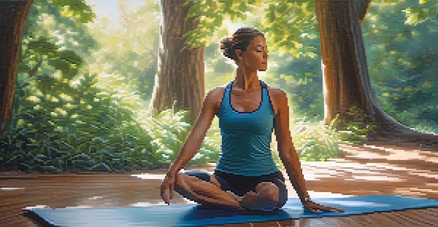 An athlete foam rolling in a peaceful outdoor setting, promoting relaxation and warm-up.