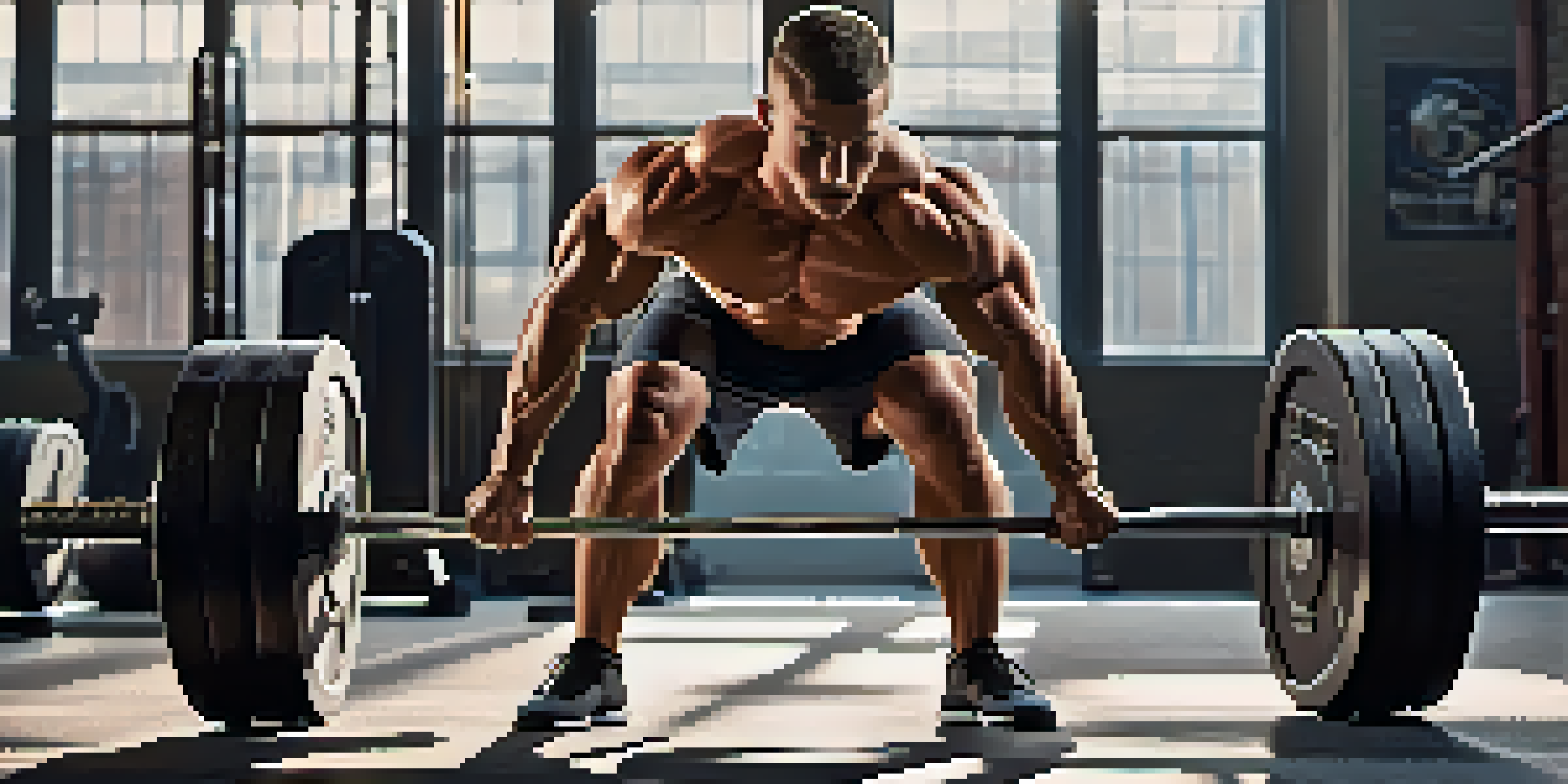 A bodybuilder performing a bent-over row exercise in a gym, emphasizing a balanced physique and well-defined muscles.