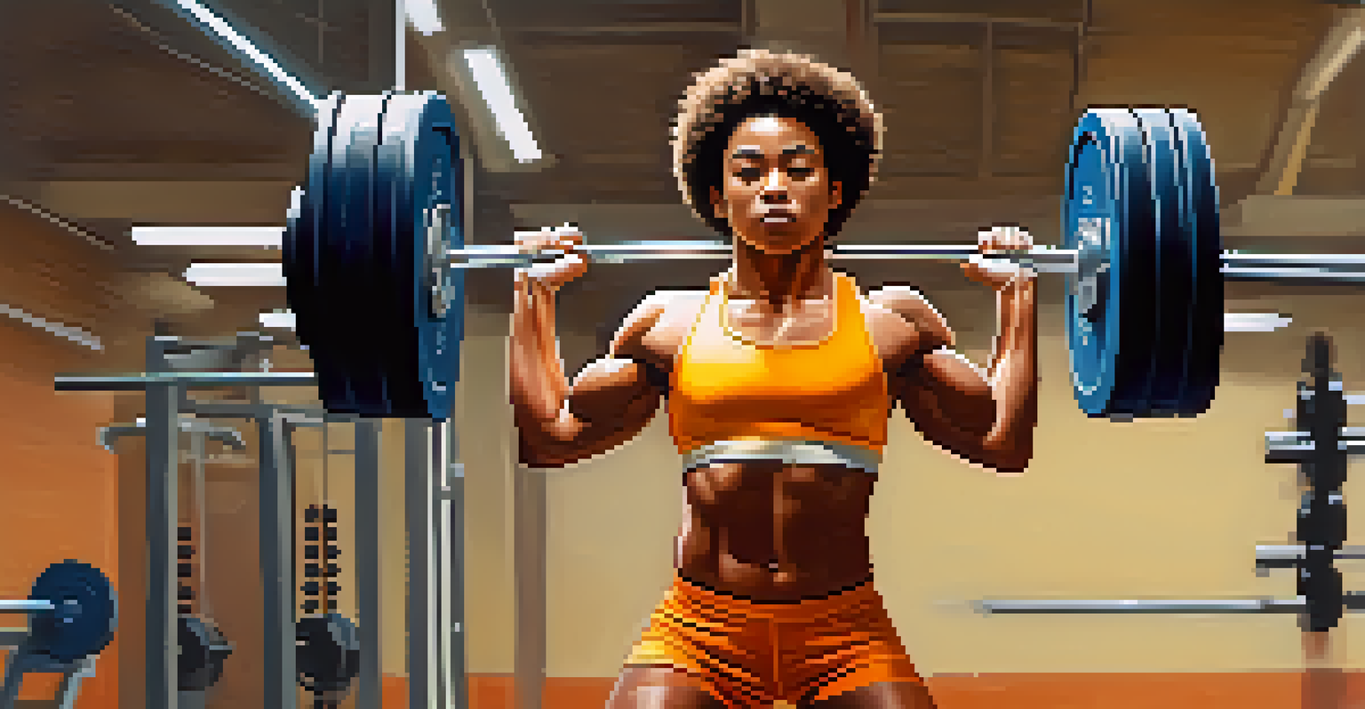 A weightlifter in mid-lift, displaying focused determination with a blurred gym background.