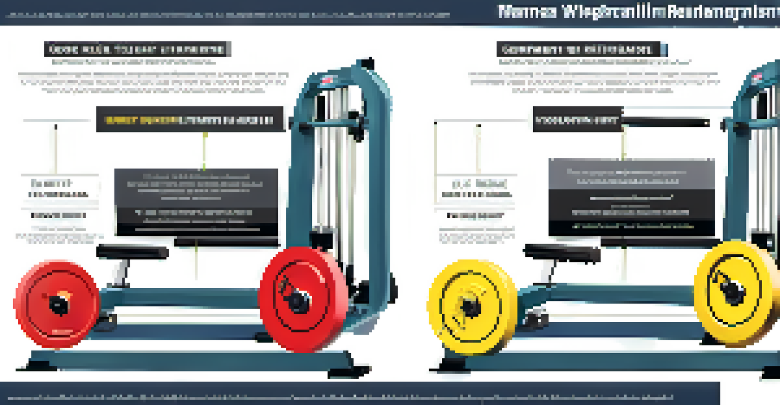 An infographic comparing hydraulic resistance machines and traditional weights, showcasing their respective benefits in a clear and modern design.