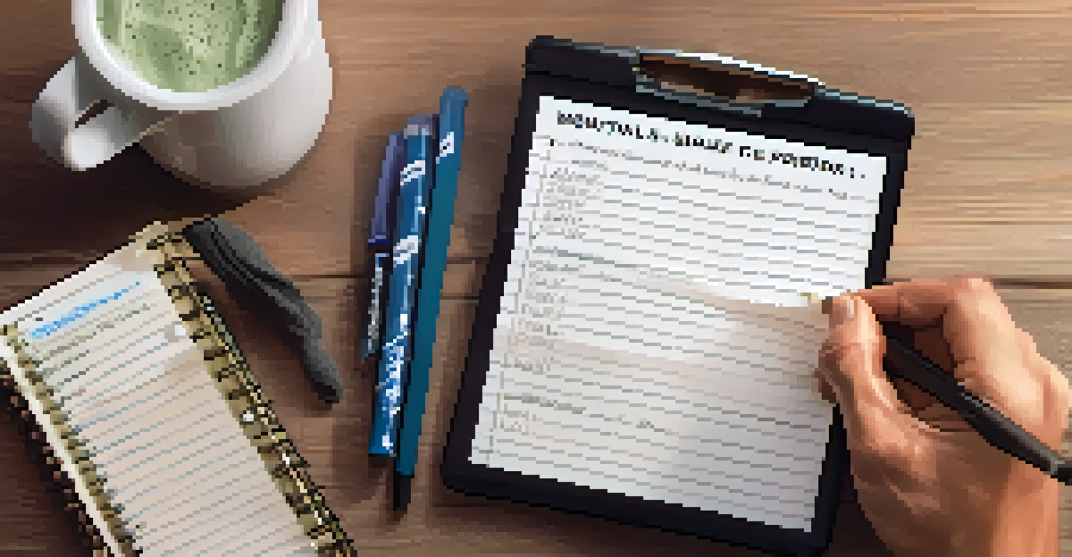 Close-up of a bodybuilder's hand holding a protein shake next to a notepad with fitness goals in a cozy setting.
