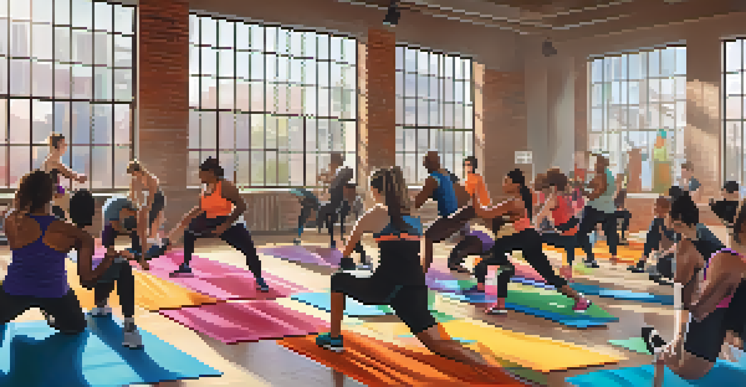 A group of people participating in a lively fitness class.