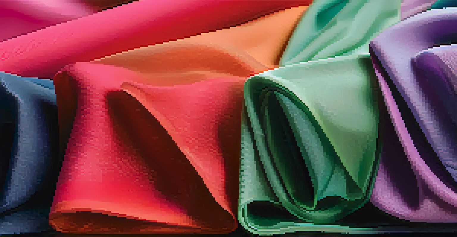 A close-up view of various workout fabrics showcasing their textures and colors.