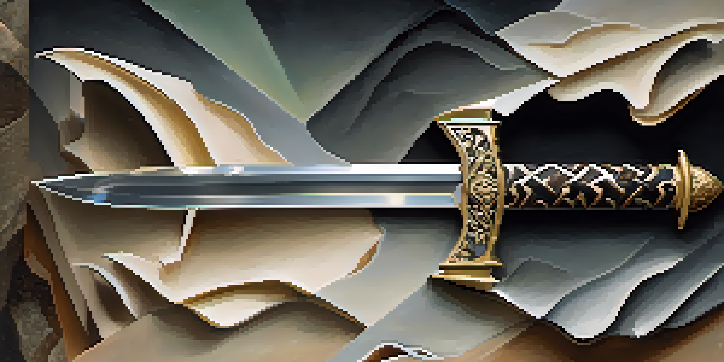 A double-edged sword representing cortisol, with one side showing chaos and the other side symbolizing balance, set against a gradient background.