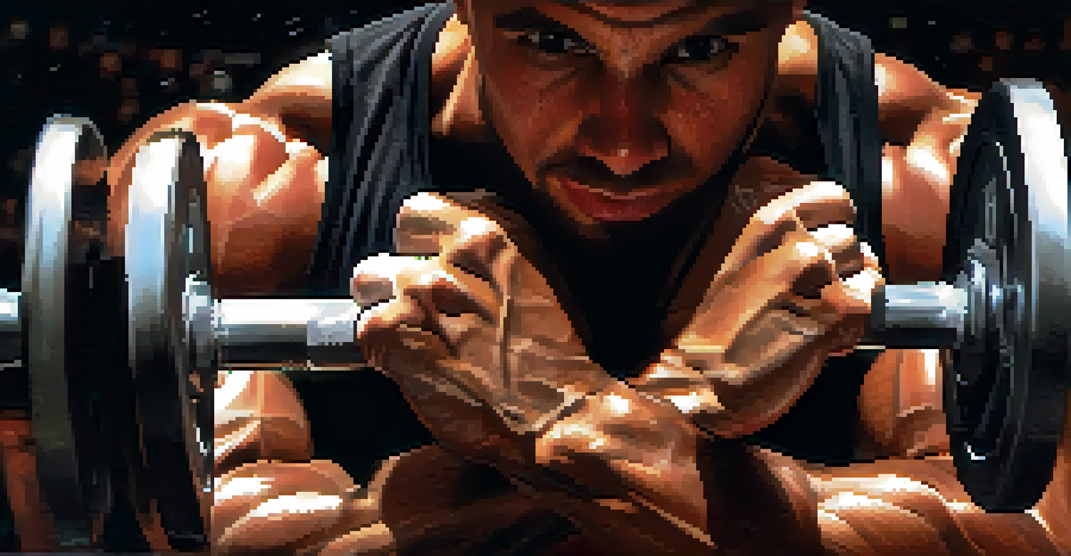 Close-up of a person’s hands gripping a barbell, showcasing strength and determination in a gym setting.