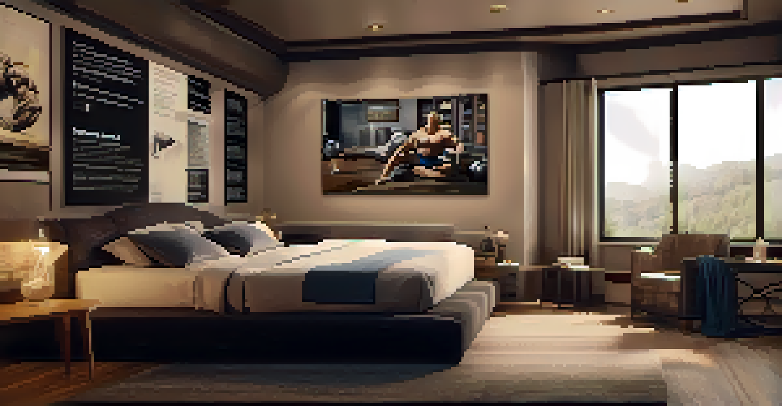 A bodybuilder sleeping in a calm room, emphasizing the importance of sleep for fitness and recovery.