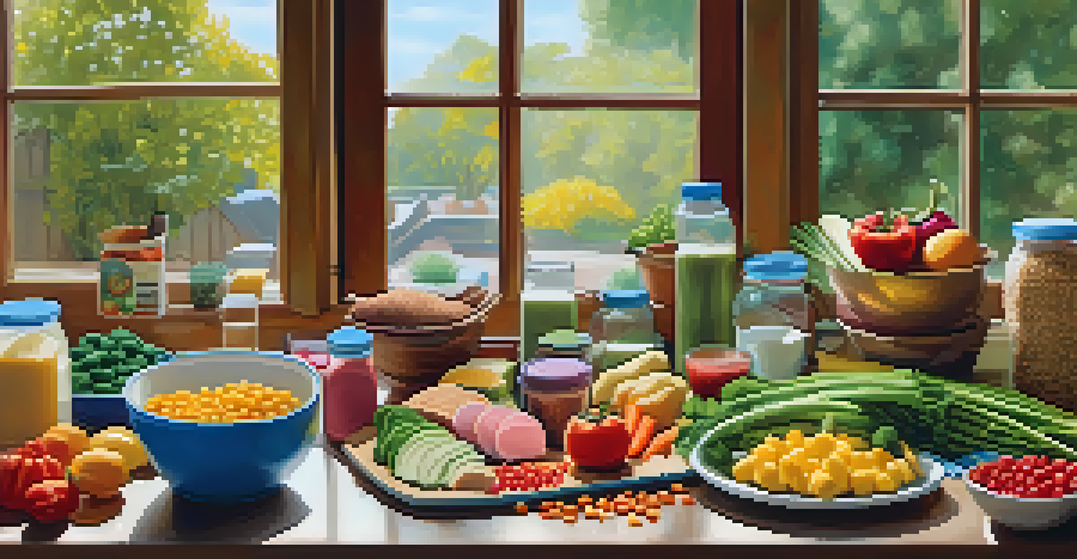 A colorful display of healthy meal prep ingredients on a table.