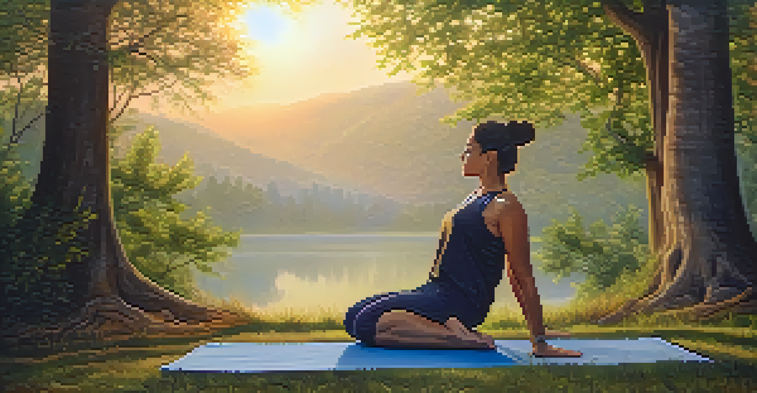 A woman practicing yoga outdoors, embodying flexibility and mindfulness in a natural setting.