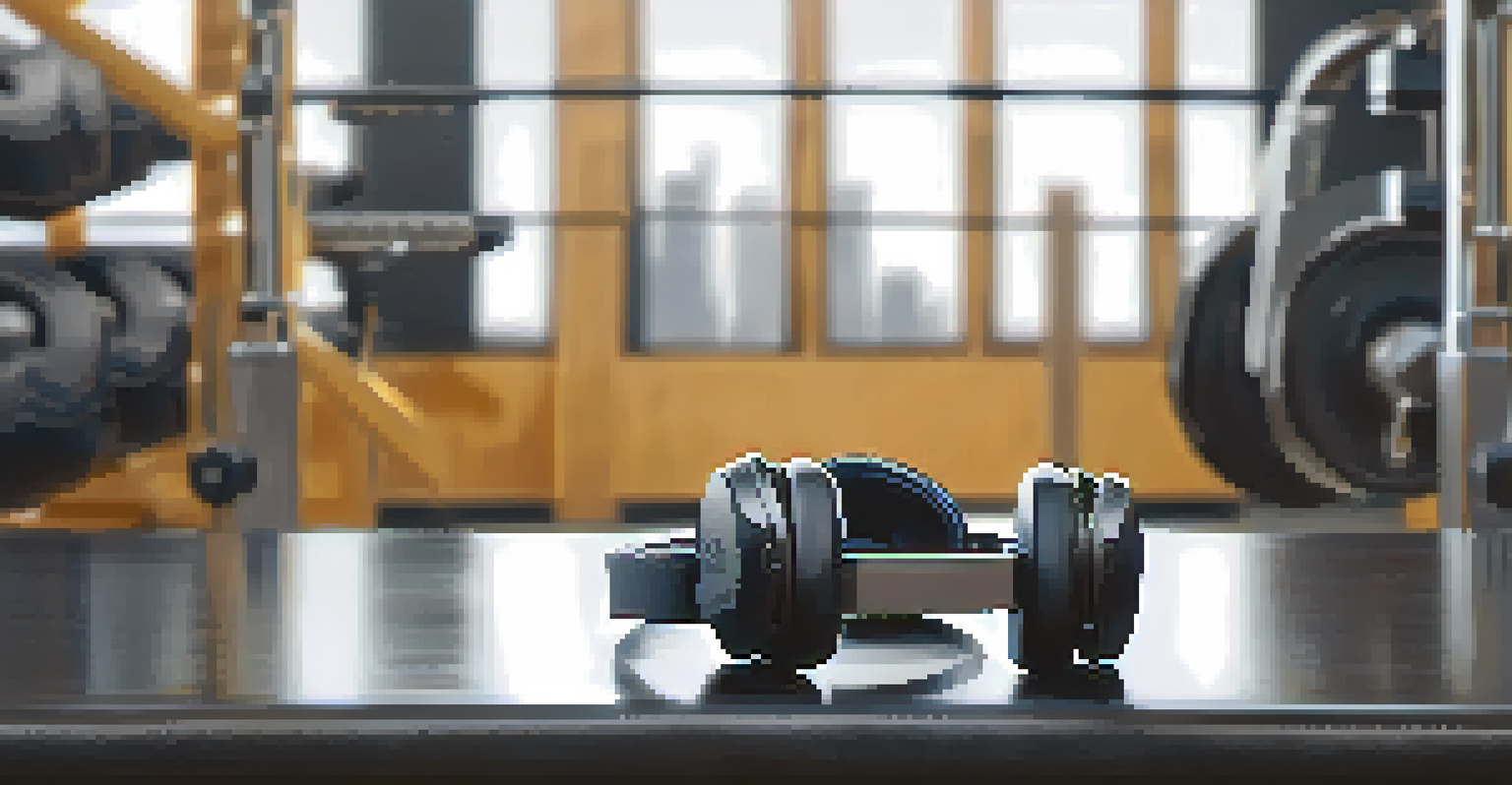 A close-up of modern headphones on a gym bench, with a bodybuilder lifting weights in the blurred background.