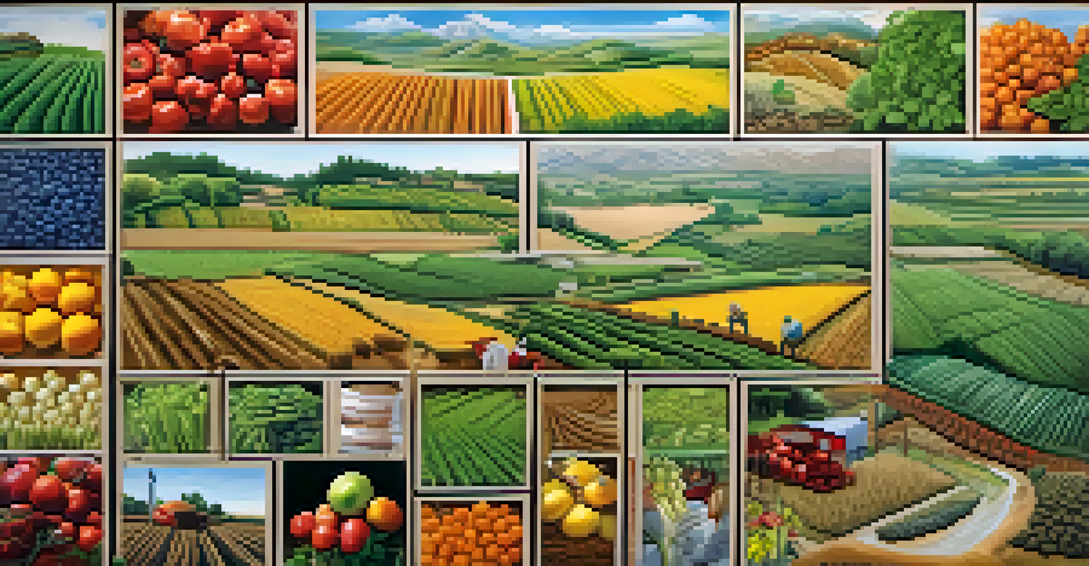 A vibrant collage illustrating the process of sustainable bodybuilding supplements from farm to lab.