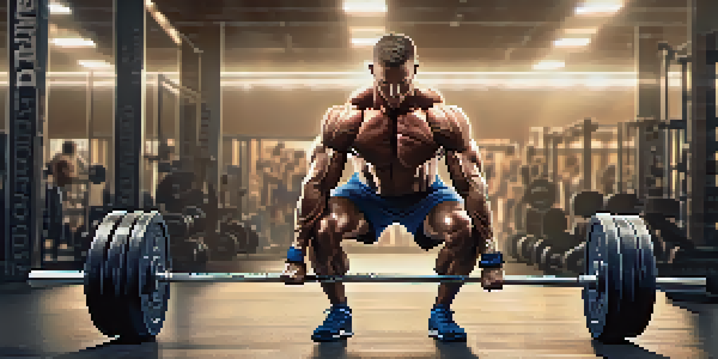 A bodybuilder lifting weights in a gym, showing intense focus and well-defined muscles.