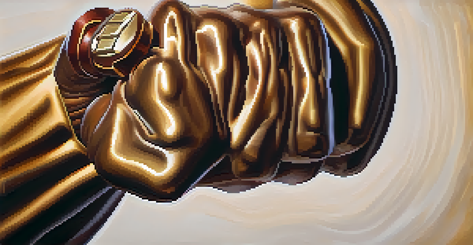 Close-up of a muscular hand gripping a dumbbell, with a blurred background and warm lighting.