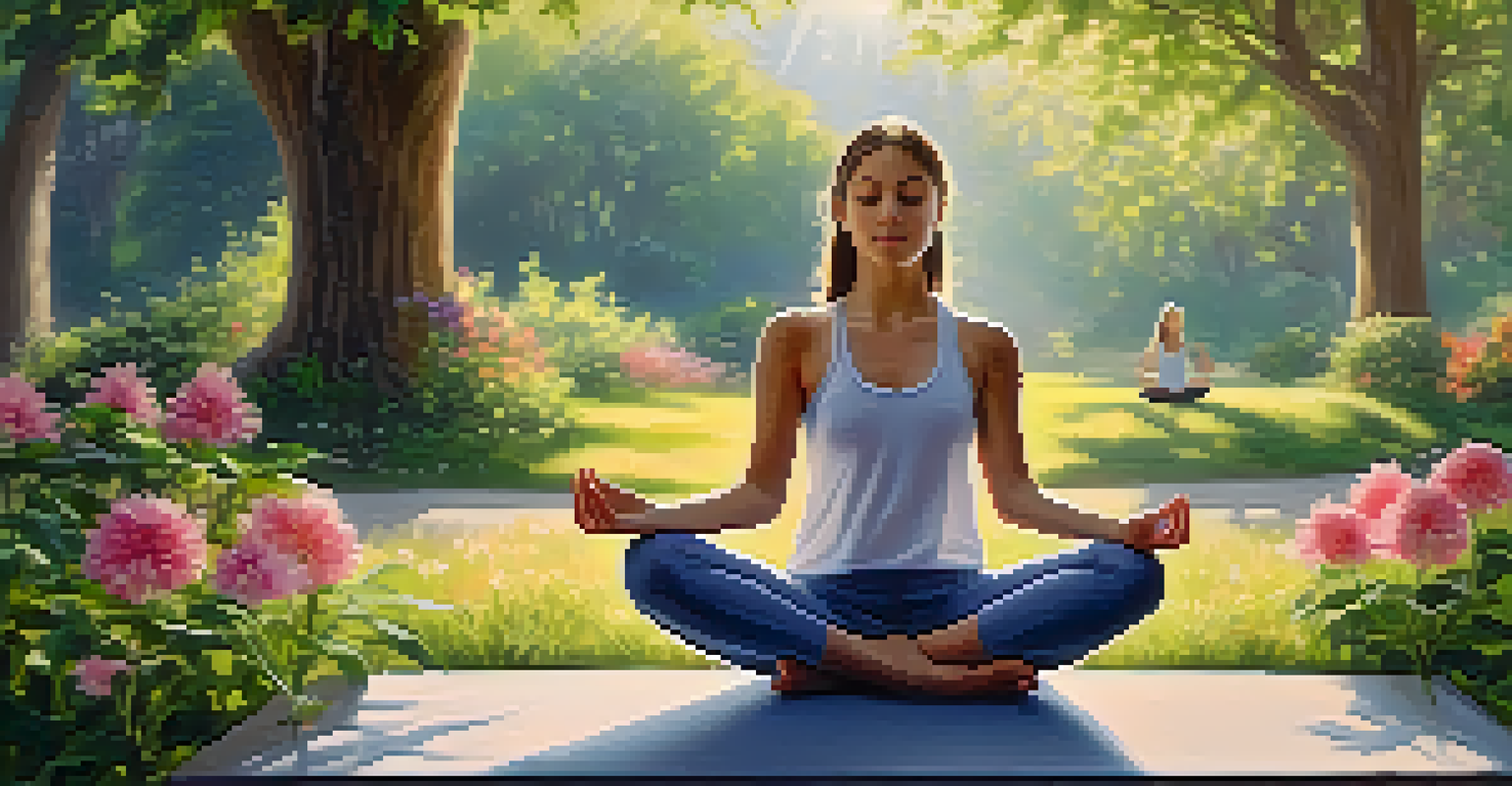 A teenager practicing yoga in a peaceful park surrounded by greenery.