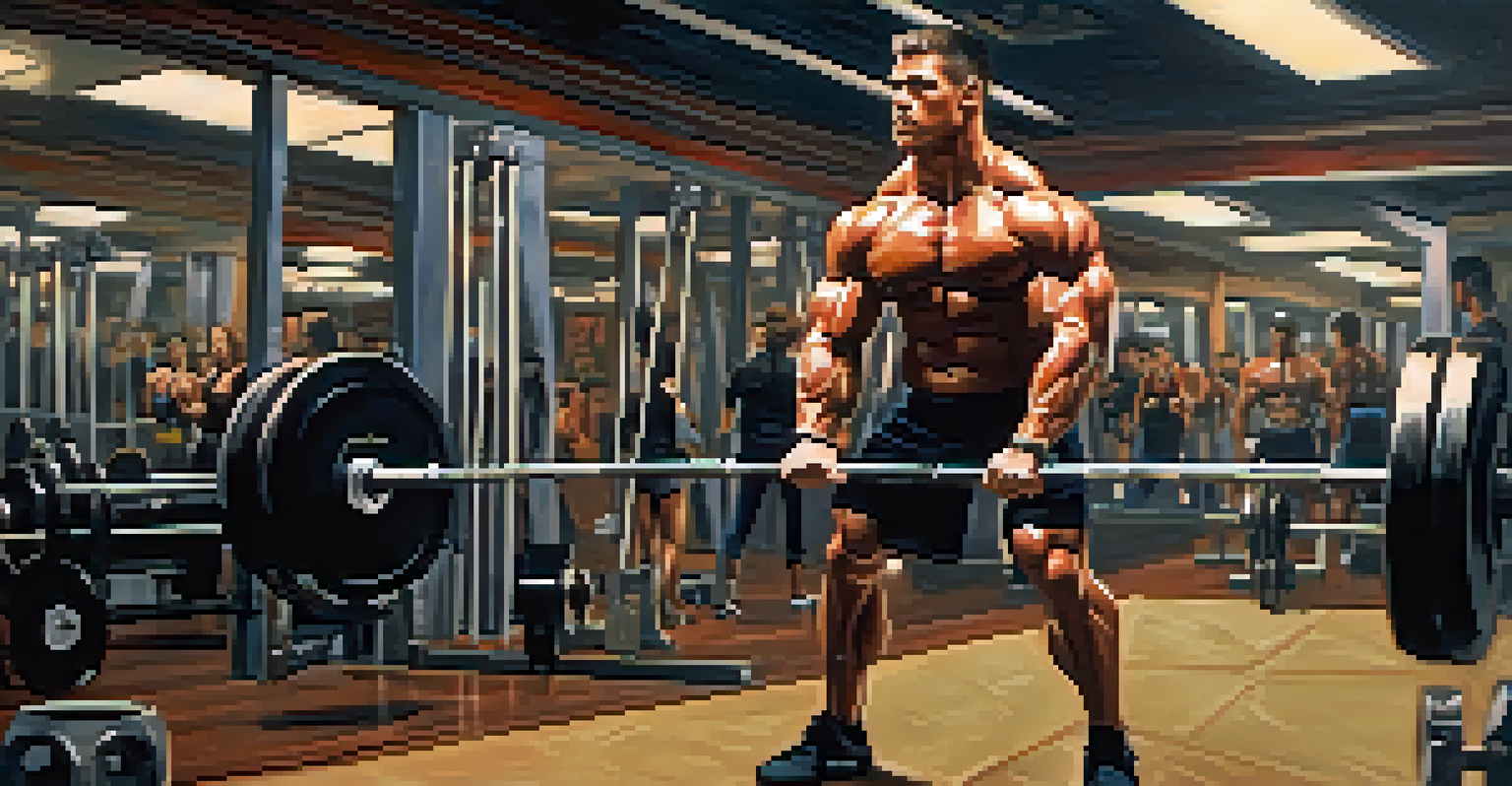 A muscular person lifting weights in a bodybuilding gym, focused on their deadlift with reflections in the mirrors.