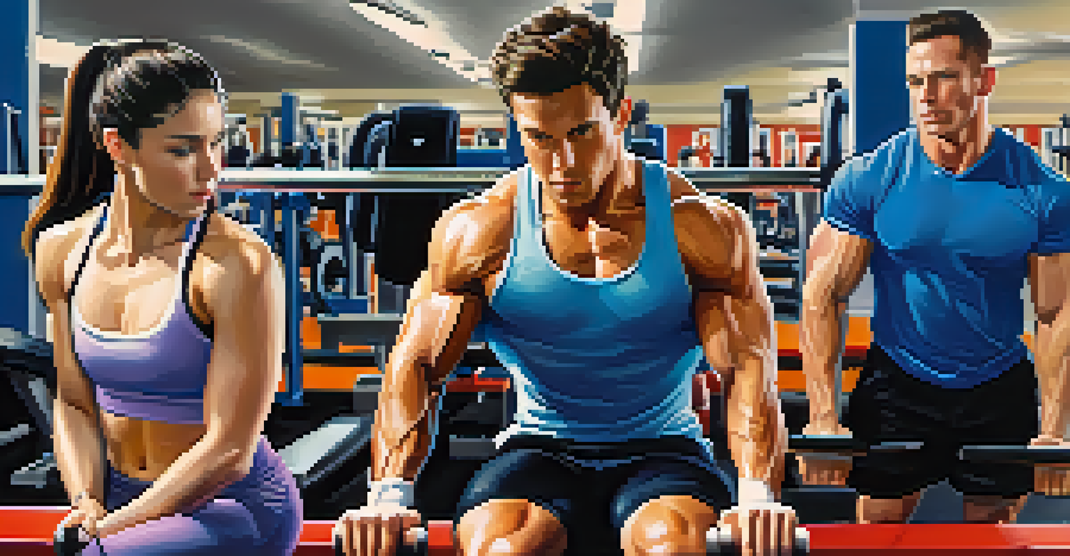 Two gym partners working together, one spotting the other during a bench press exercise.