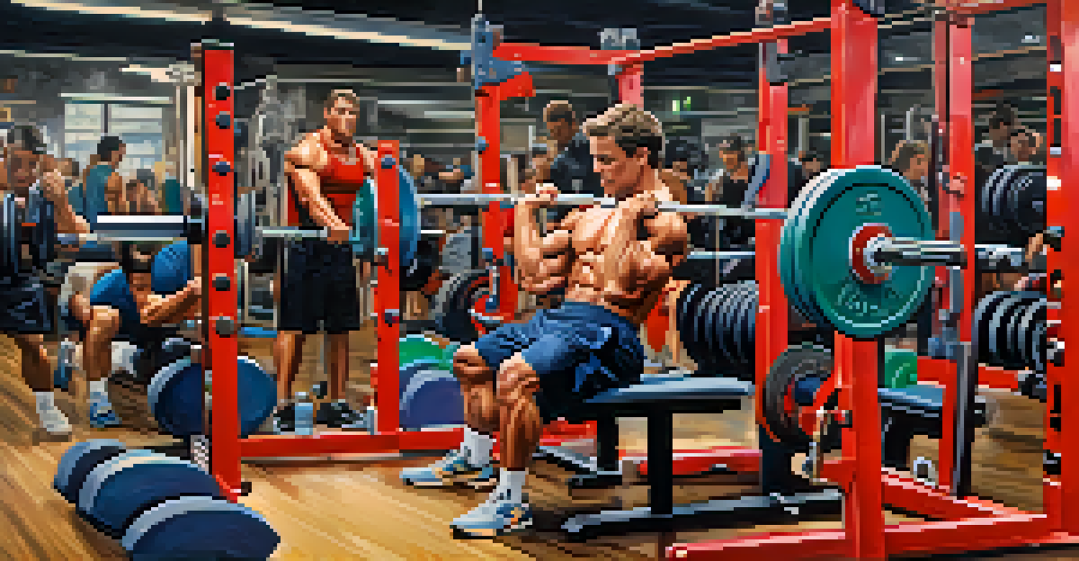 Two athletes in a gym performing supersets, one on a bench press and the other on bent-over rows, showing strength and energy.