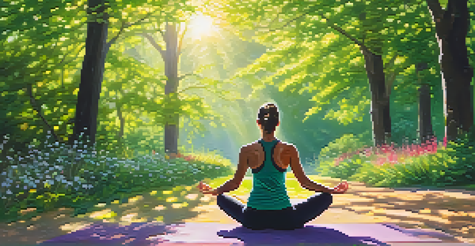 A person practicing yoga in a lush park, embodying strength and tranquility amidst nature.