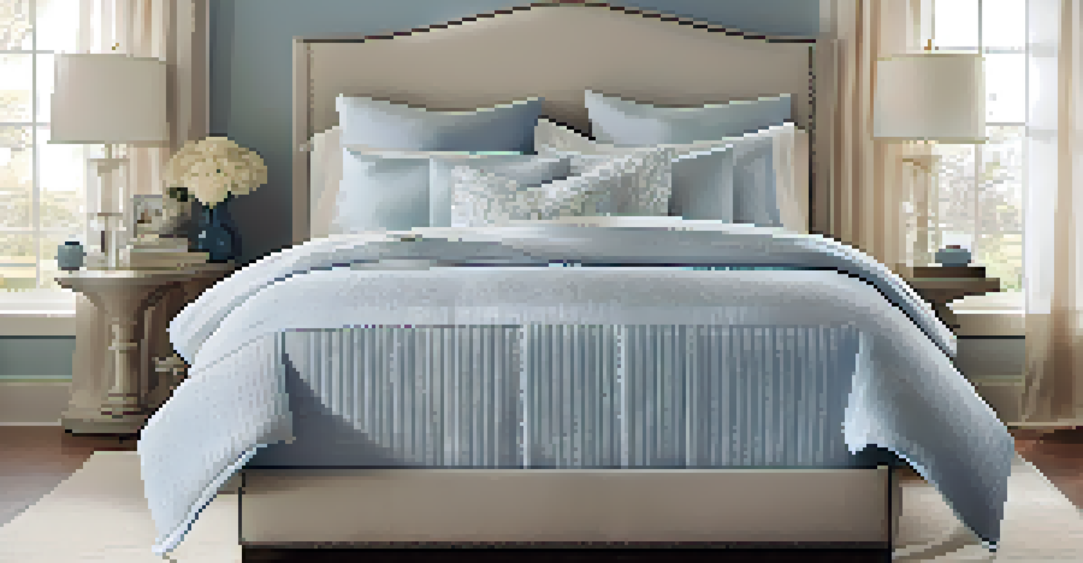 A close-up of a luxurious bed with soft bedding and decorative pillows, illuminated by natural light.