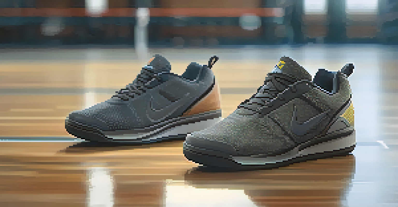 A close-up of high-quality lifting shoes on a gym floor, highlighting their breathable materials and design.