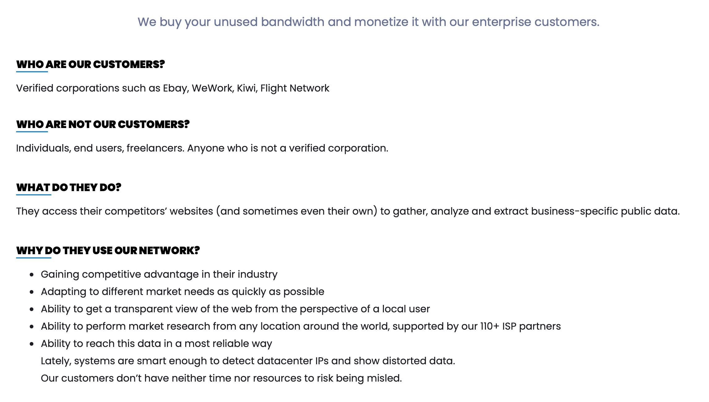 DiviNetworks partner FAQ claims customers are verified corporations only, not individuals 