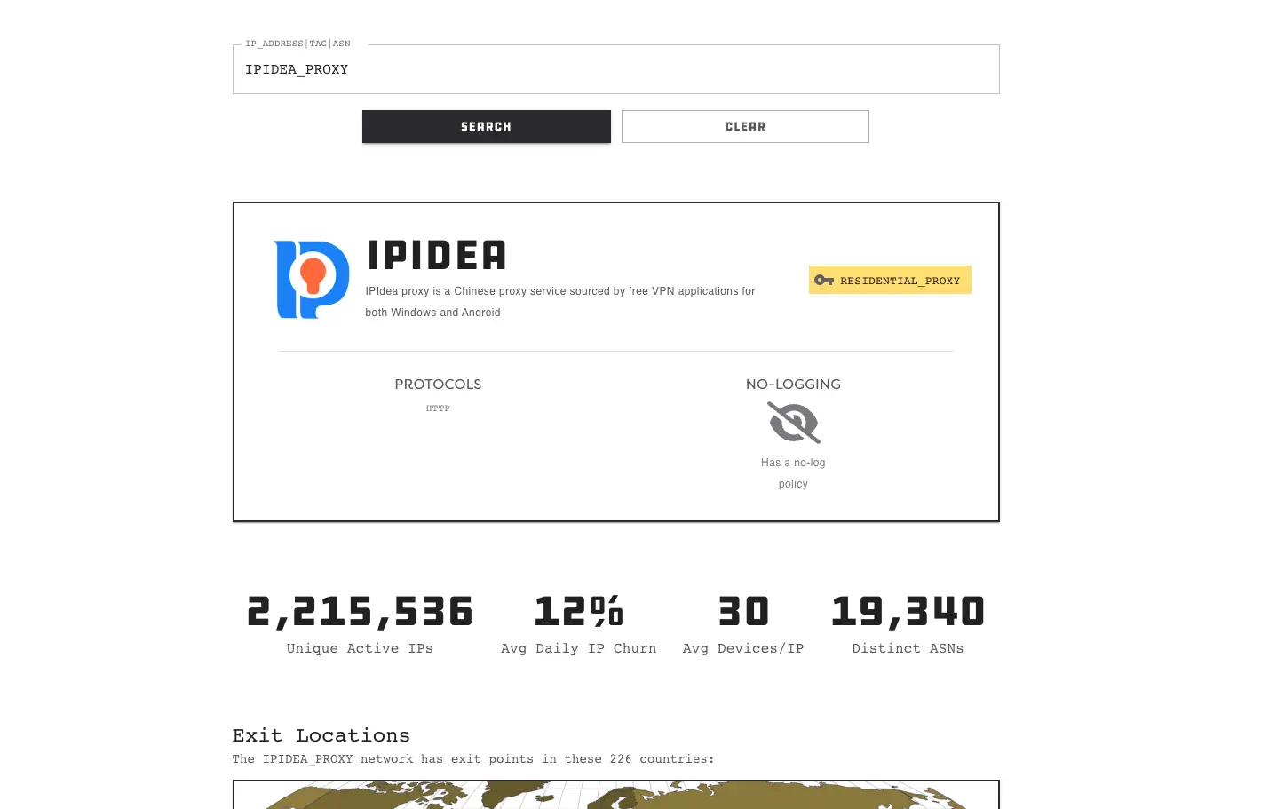 IPIDEA details on the Spur Dashboard