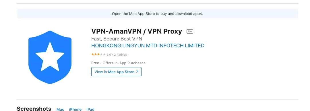 AmanVPN in the App Store