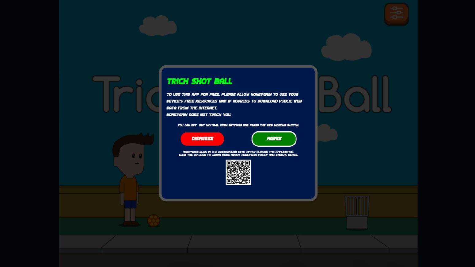 Trick Shot Ball Consent Screen
