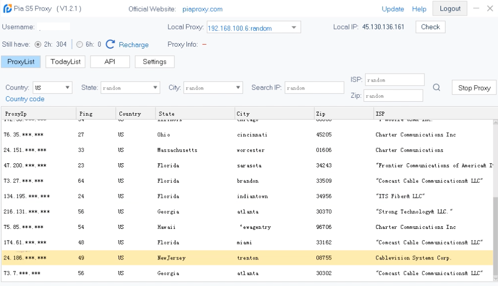 PIA S5 User Interface