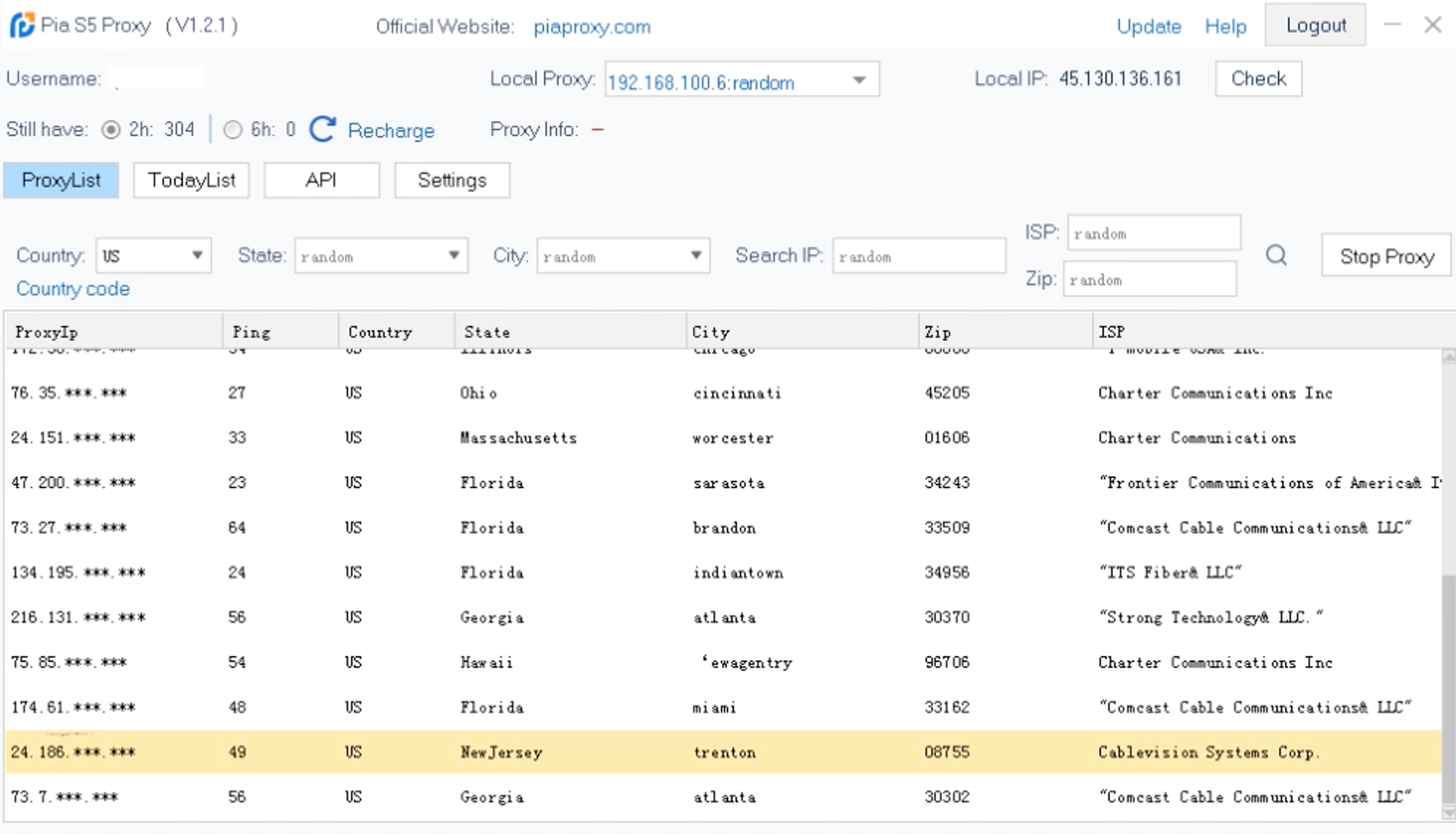 PIA S5 User Interface