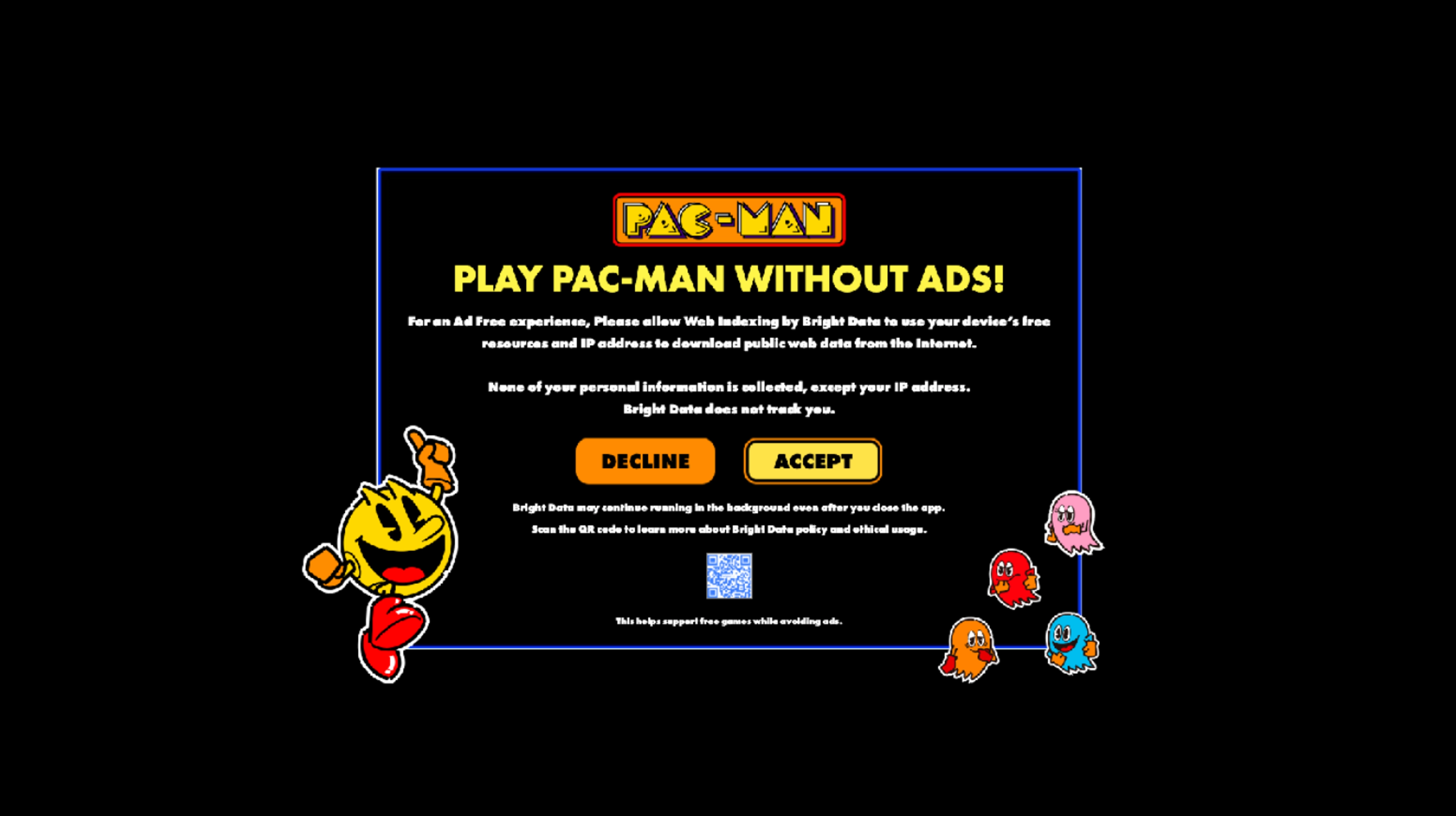 Pac-Man Consent Screen