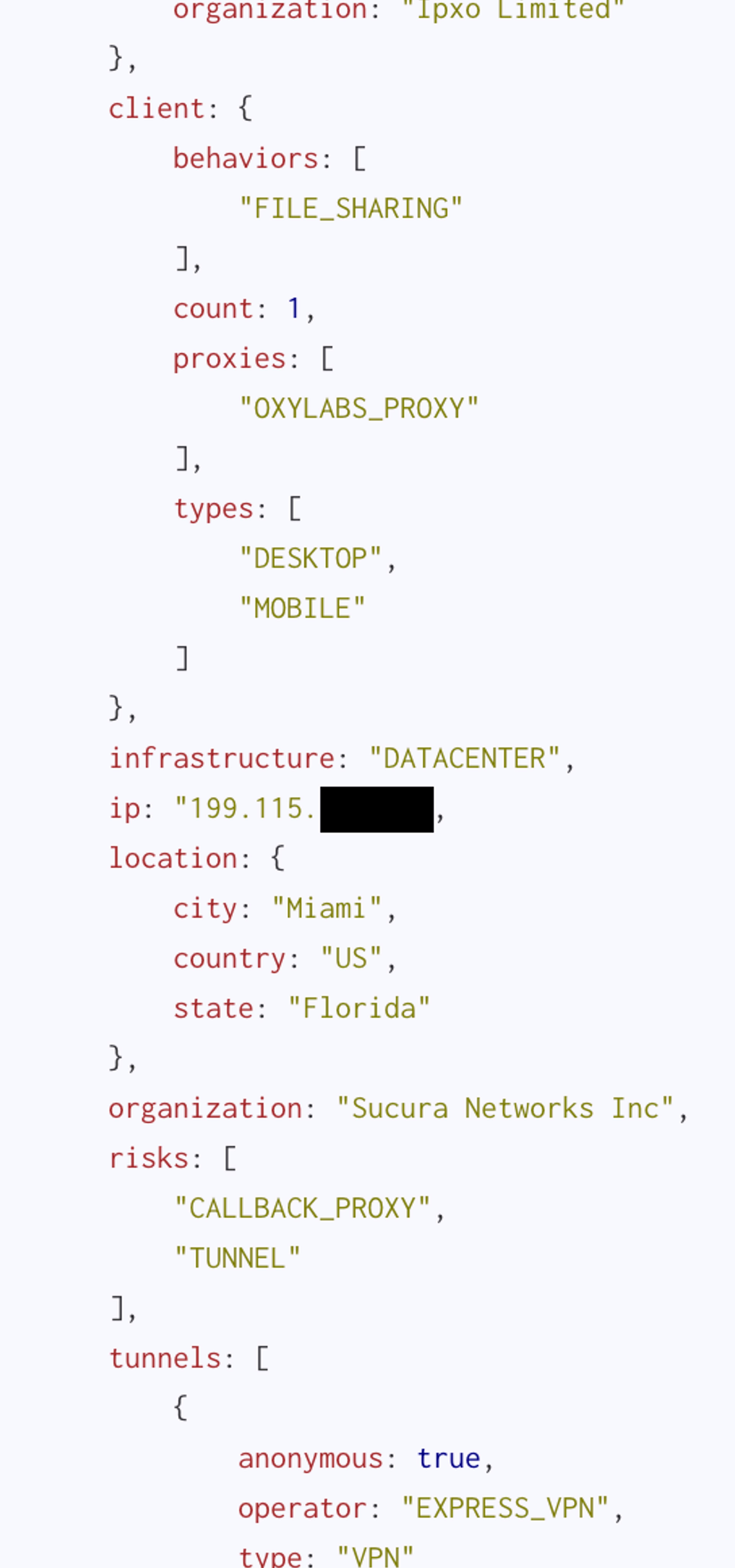 An Oxylab proxy utilizing Express VPN to route its traffic