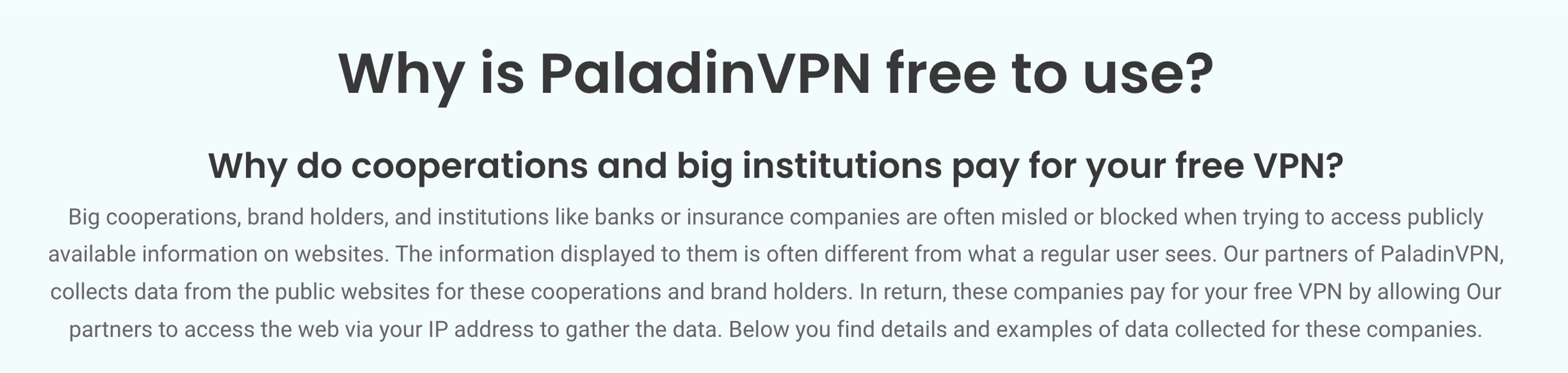 PaladinVPN explaining why it's free