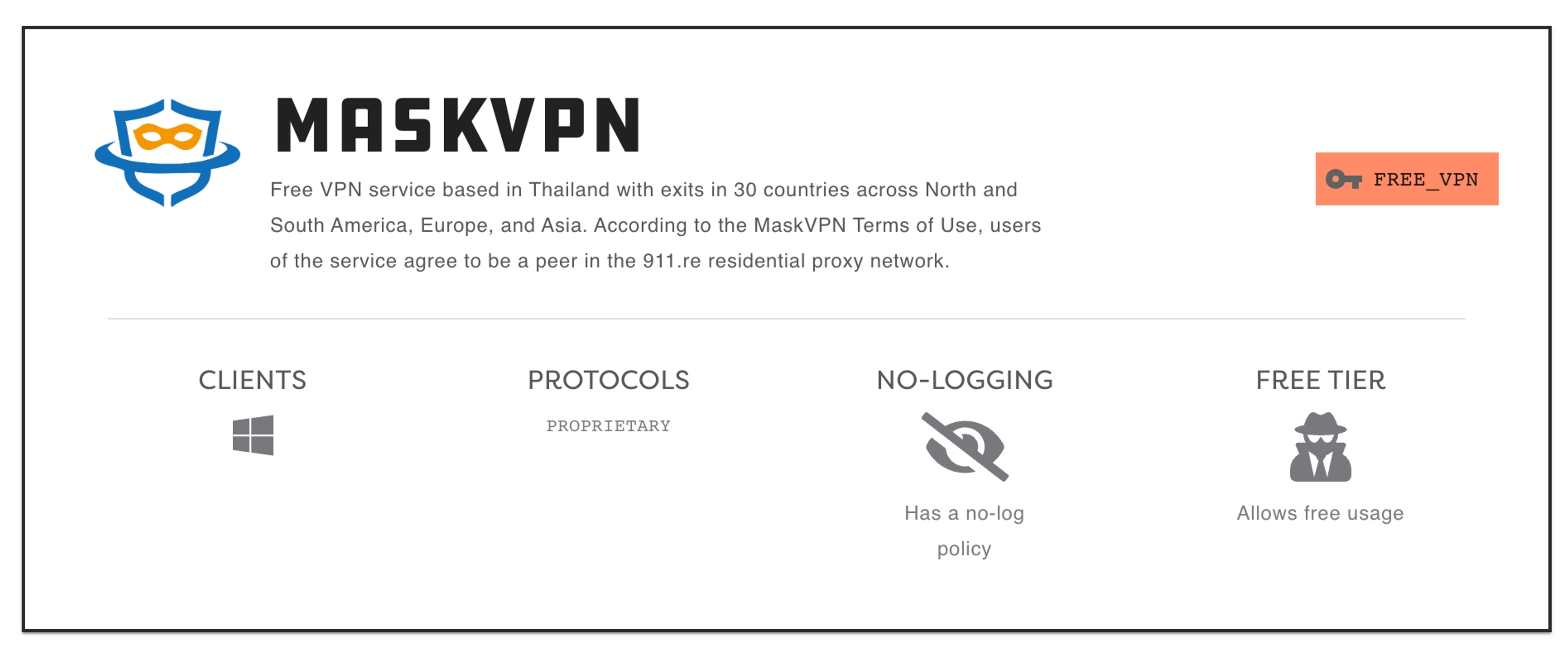 Spur Dashboard details for Mask VPN